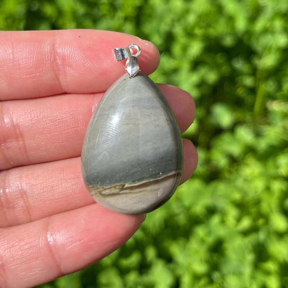 Sterling‎ silver polychrome jasper pendant 1440